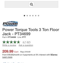 Power Torque 3 Ton Floor Jack Brand New Used Once To Demonstrate, Refused Refund. Screw Oreilleys.