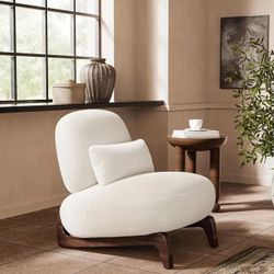 Cloud Soft chair sofa Cream White Sherpa Fabric Armless Accent Chair Upholstered Living Room Side Chairs with Waist Pillow