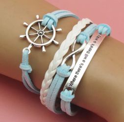 Blue ships wheel bracelet