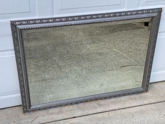 Large Silver Ornate Framed Wall Mirror