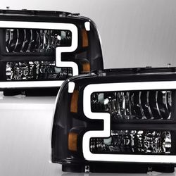 2005-2007 Ford F250 F350 F-450 Super Duty LED DRL Clear/Black 