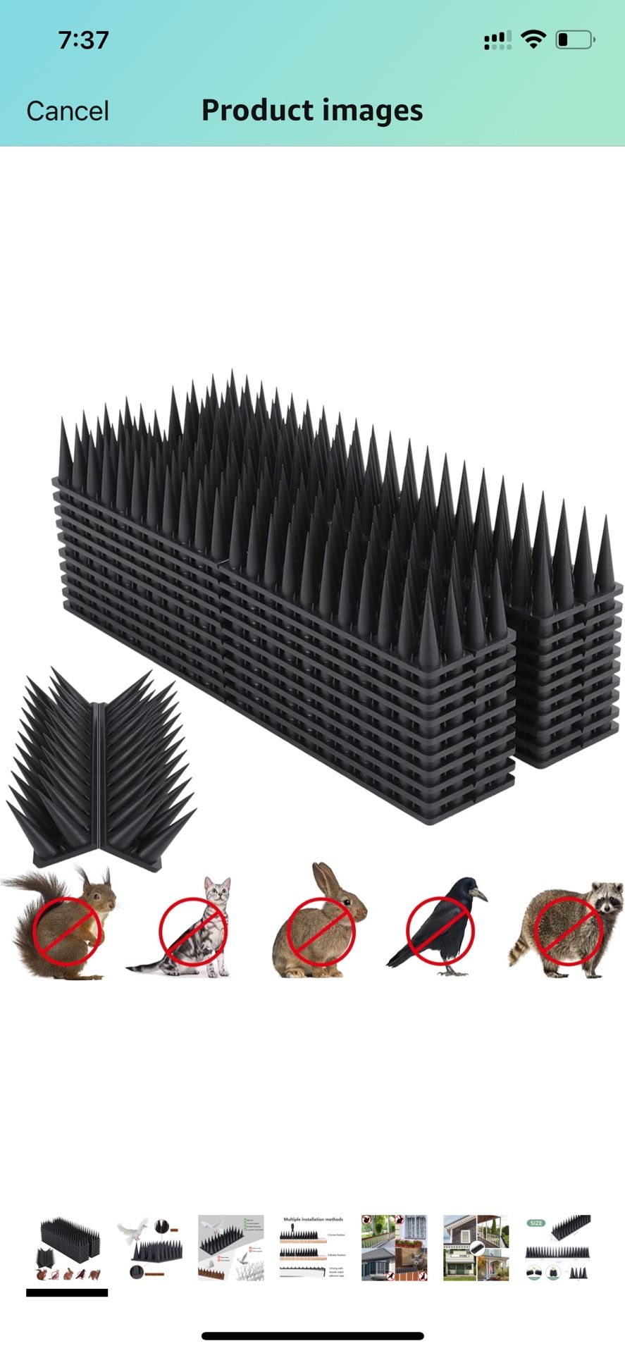 Bird Spikes, 20 Packs Bird Deterrent, Raccoon for Outdoor Repelling Reptiles, Squirrel Spikes for Fences and Roofs to Keep Birds Away（18.7Feet）