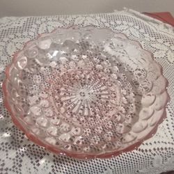 Anchor Hocking Bubble Pink Depression Glass Fruit Bowl