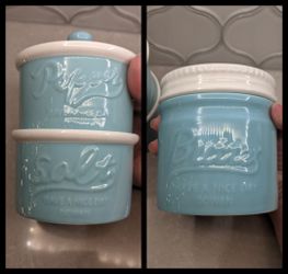 **Dowan Farmhouse Butter Dish And Salt And Pepper Container**
Sold together $40 Firm