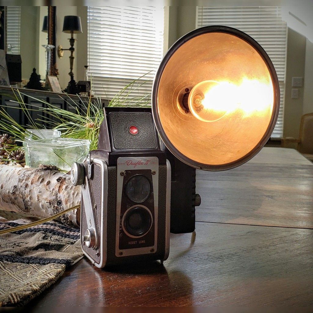 Vintage Camera Desk Lamp - Handmade Lamp from an Antique Camera