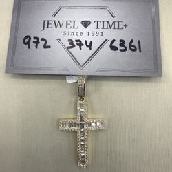 10k Natural Diamond Cross Pendant 