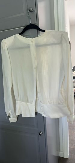 White Long Sleeve Blouse with Pearl Buttons