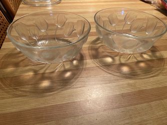 Two glass flower bowls