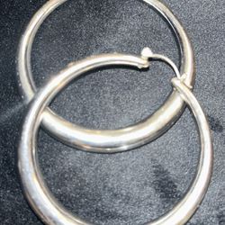 .925 Genuine Sterling Silver Lightweight Chunky Hoop Earrings 