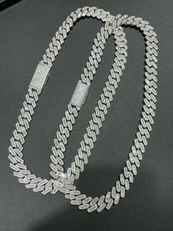 Iced out VVS Baguette Moissanite Cuban Chains 22 inch PASS DIAMOND TESTER