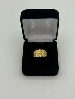 10K Yellow Gold Nugget Size 7.5 Mens Ring