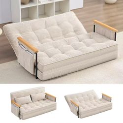 Loveseat Muti-Functional Folding Floor Sofa Bed,2-Seater Lazy Futon Sofa with Pillows,6 Position Adjustable Backrest，Multiple Colors
