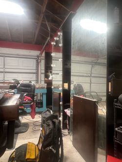 3 cabinets w/large Mirrors &  2 automatic Salon Chairs