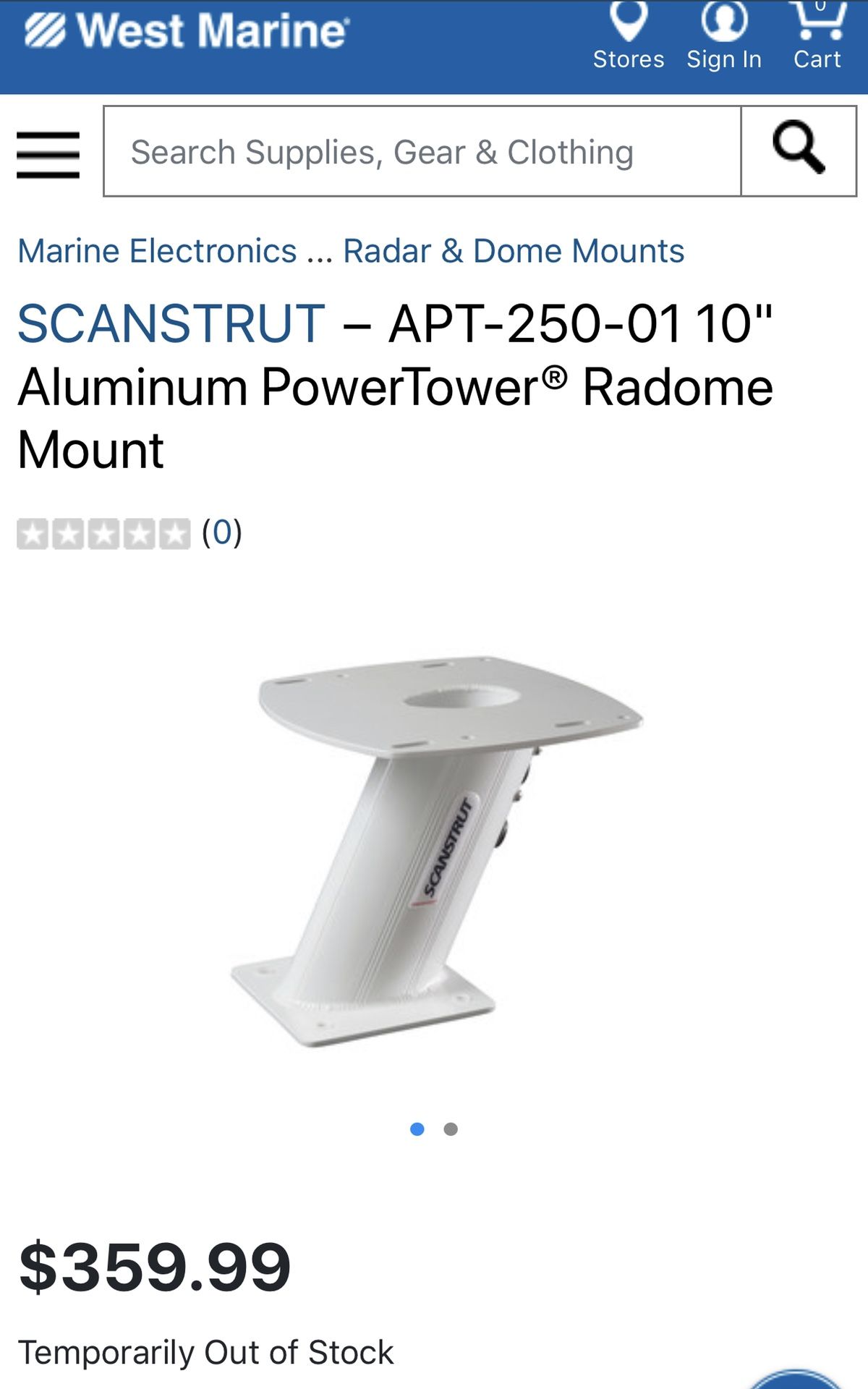 Scan Strut 10” Radar Mount