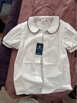 Dennis Uniform White Peter Pan Collar Short Sleeve Blouse Girls Sz 12. New