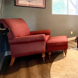 Vintage Accent Armchair With Ottoman