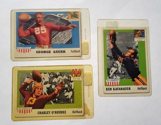 Three vintage 1955 Topps All-American Football Cards