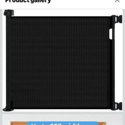 Retractable Baby Gate 55” Wide Mesh Safety Gate for Stairs Doorways Black
