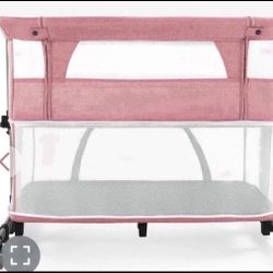 Baby Crib,3 In 3 Baby Bassinet Bedside Crib Bedside Sleeper Adjustable Portable Bed For Infant,Baby Newborn Must Have Bed,Pink Game Bassinet-Pink  Ope