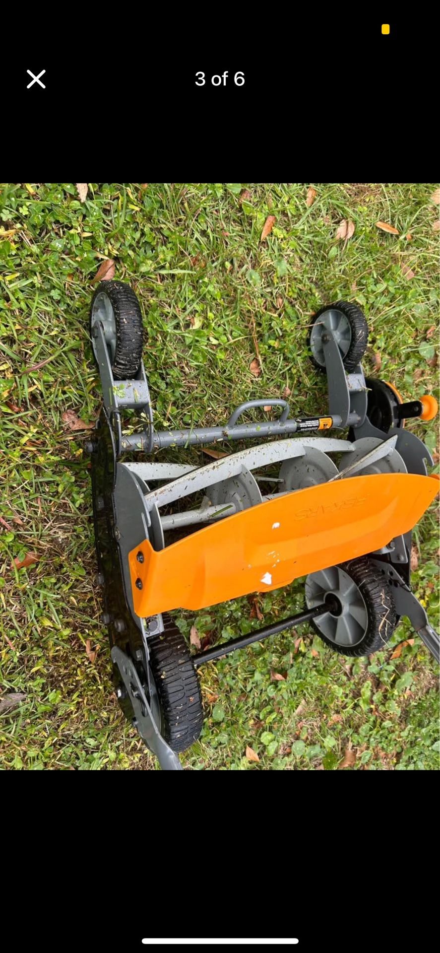 Fiskers Push Mower 18” Cut Width Manual Reel Mower No Motor Grass Cutter