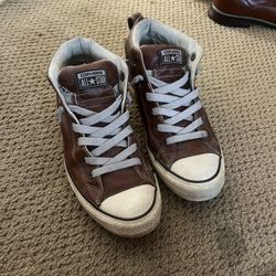 Brown Leather Converse High Tops