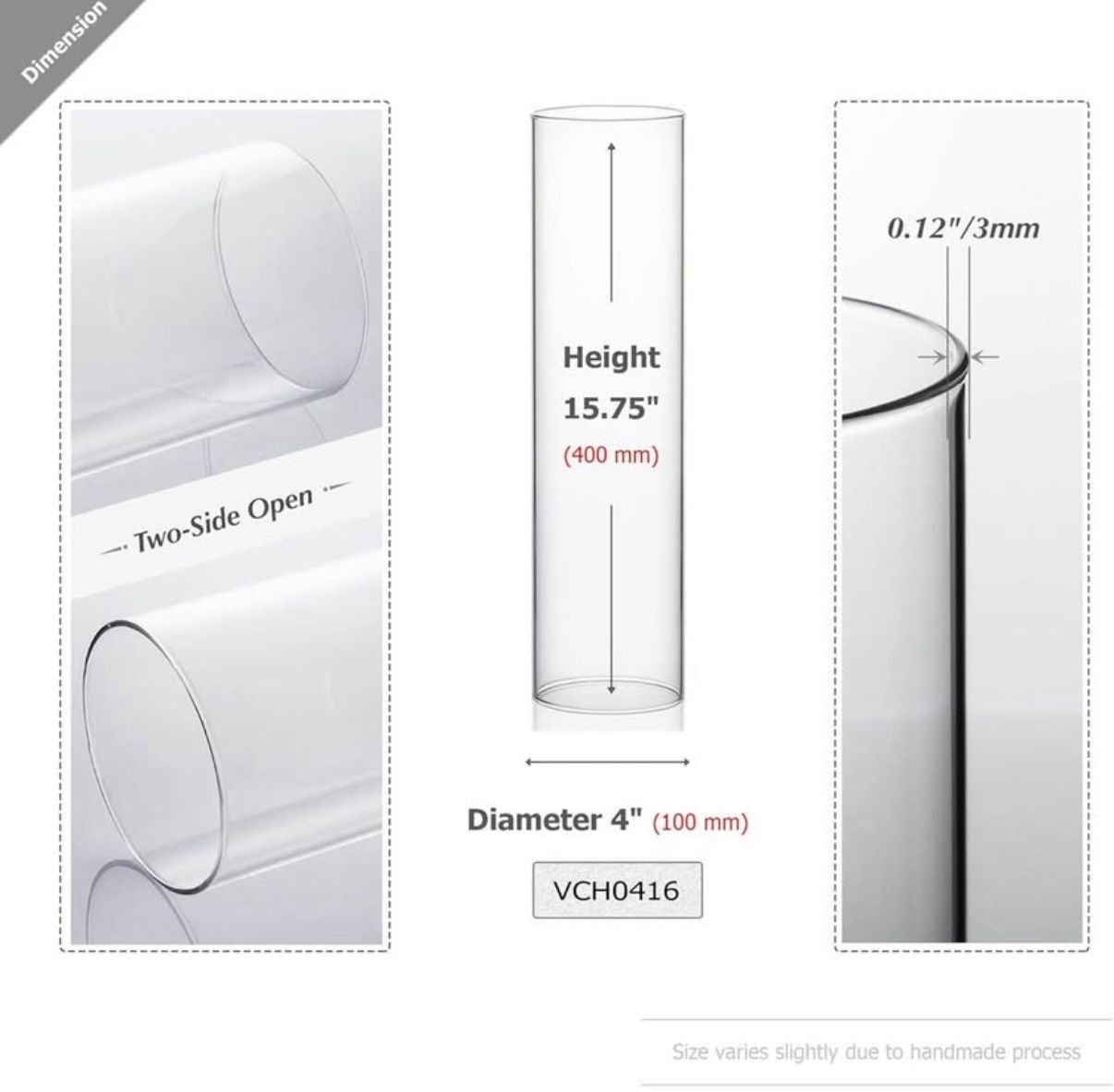 12 Open Ended Hurricane Vases