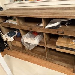 Large Rustic Industrial Open Storage Console Table / Sideboard. 