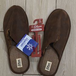 DLUXE Dark Brown Men's Slippers L (11-12)
