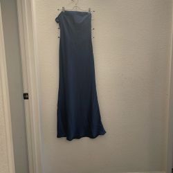 Size 2 Long Navy Blue Tube Top Dress