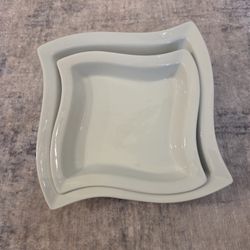 2 Piece White Porcelain Ceramic Serving Dishes Platter Pier 1 Imports