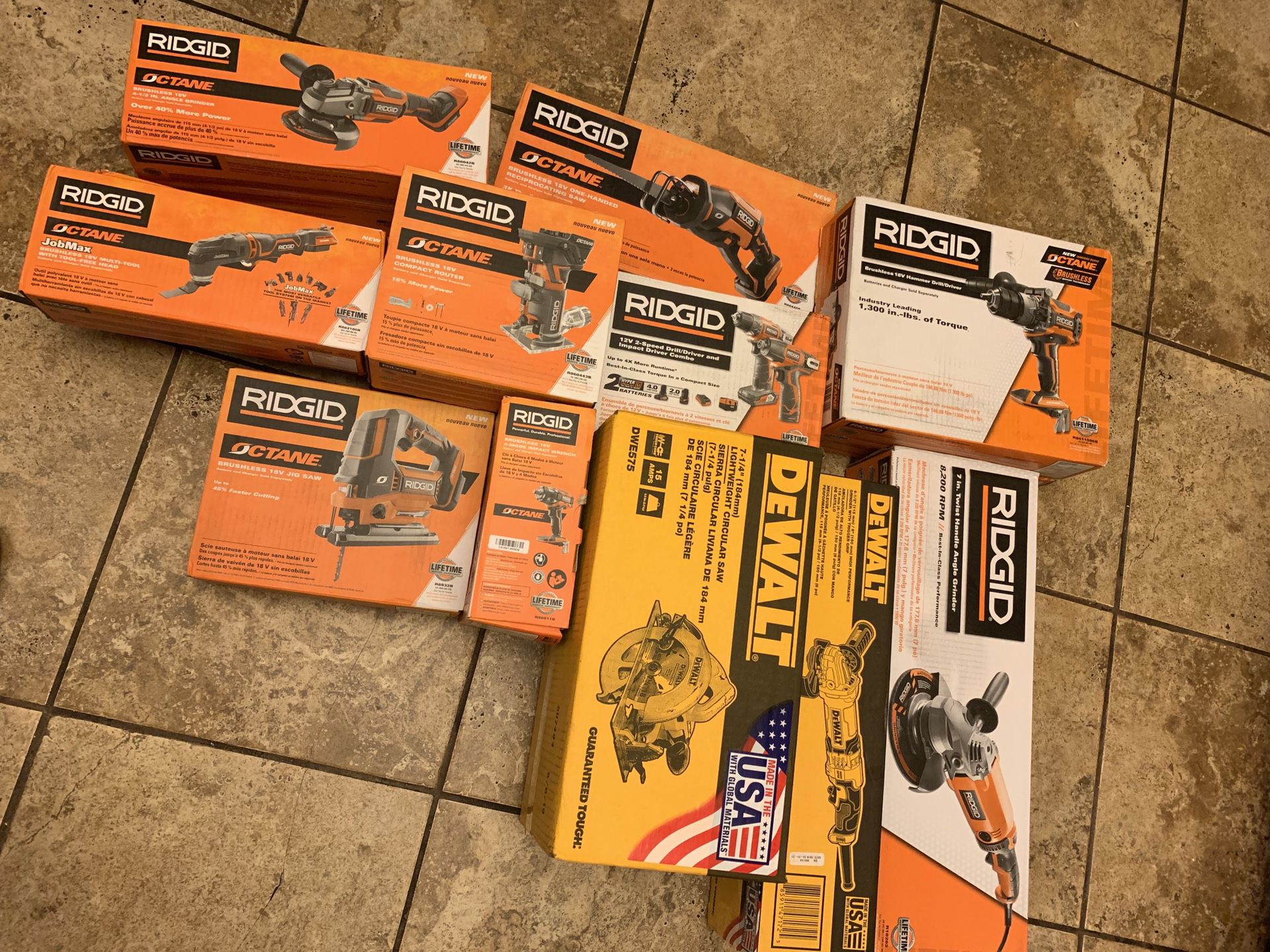Brand new with box Ridgid octane power tools $80 each tool