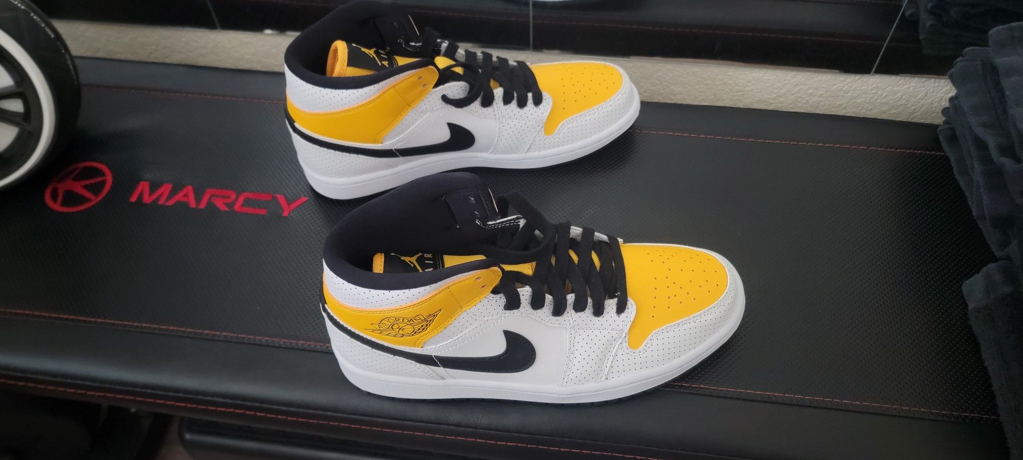 100% AUTHENTIC BRAND NEW Air Jordan 1 Mid Wmns White Black University Gold - Size 8.5 Women's / 7 Y FOR $120