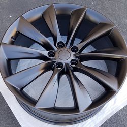 4 Original Beautiful 21" Tesla Model S OEM Wheels Rims Black
