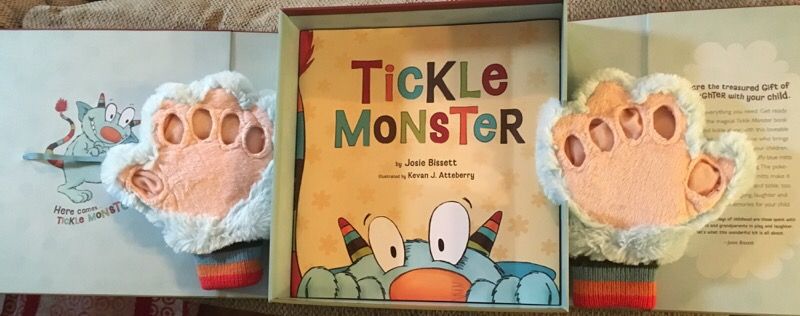 Tickle Monster book and fuzzy gloves
