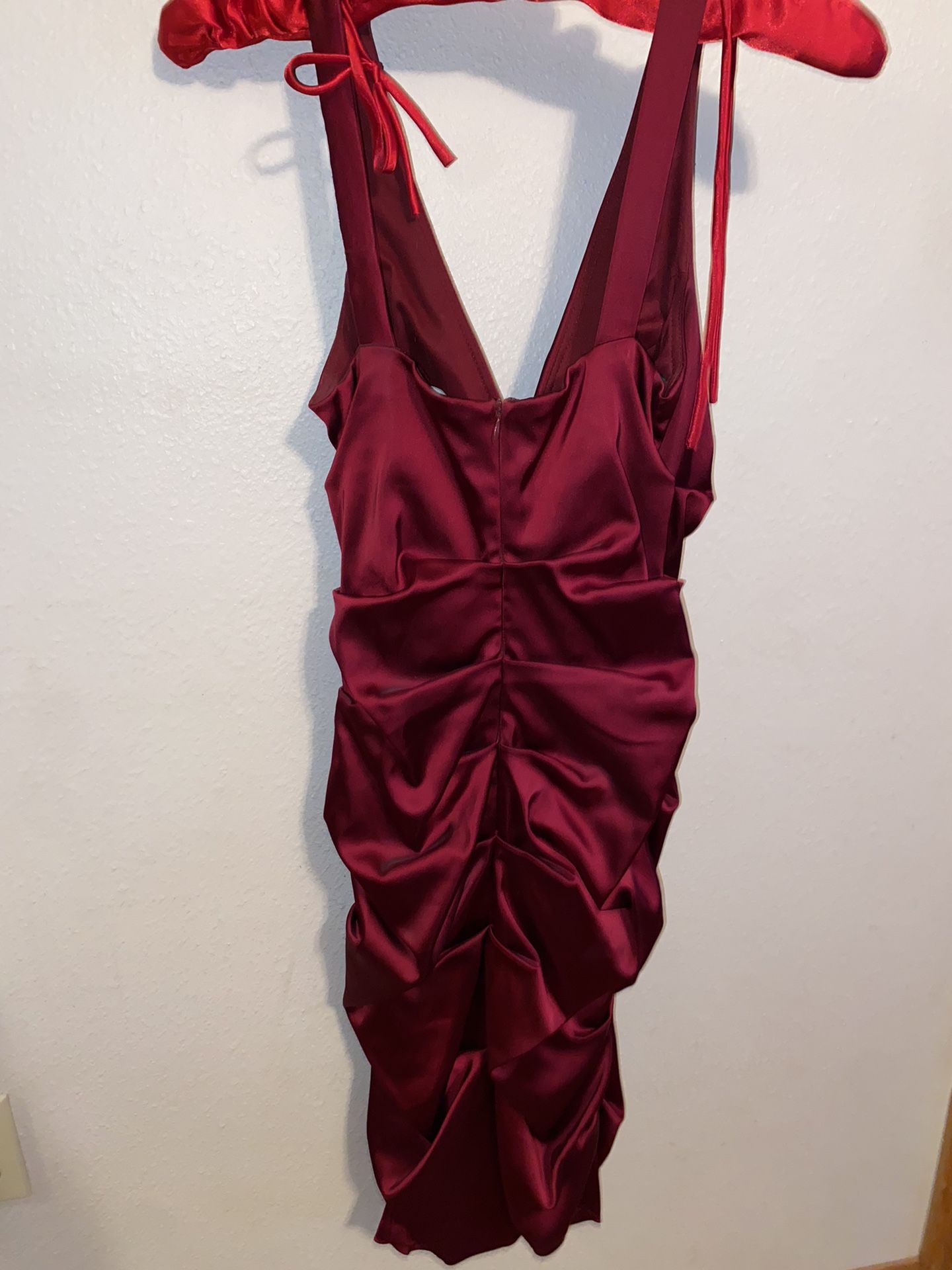 Red Ruched Cocktail Dress
