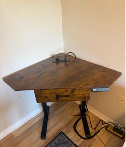 Corner Standing Desk with Drawer and Digital Control