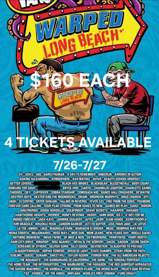Warped Tour Long Beach 2 Day Tickets