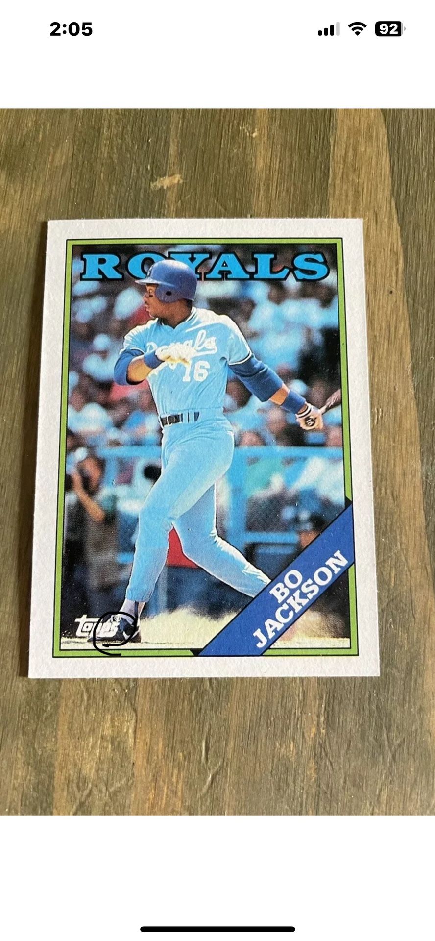 1988 Topps Bo Jackson Error Card