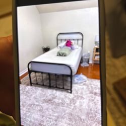 Metal twin size bed frame and mattresses