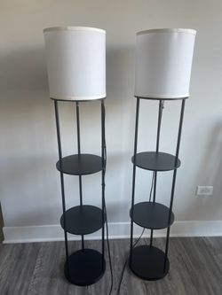 Floor lamp with shelves set of 2