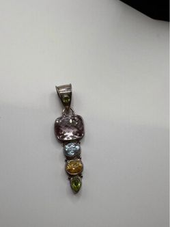 Multi gemstone silver pendant