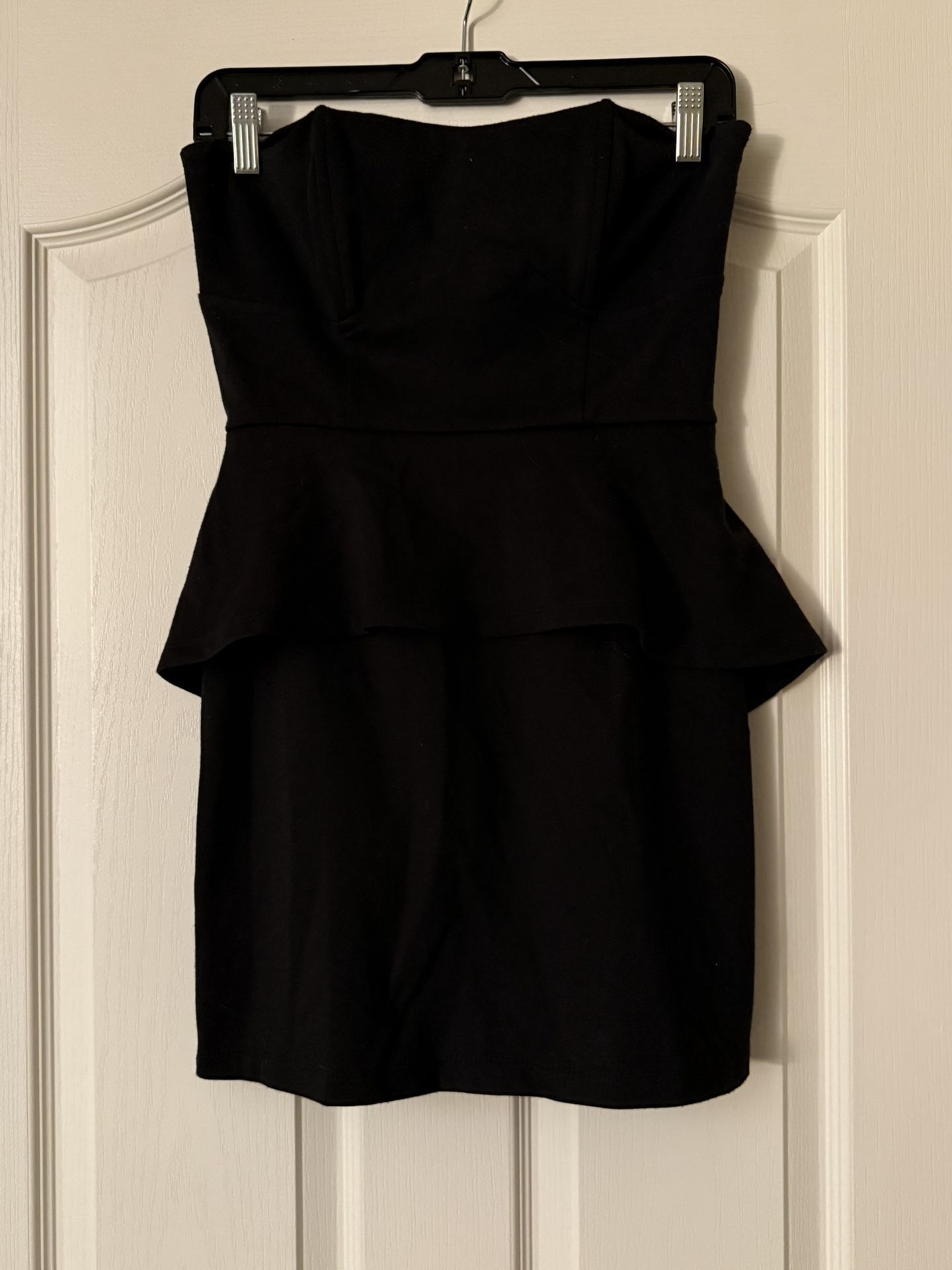 Black Strapless Peplum Dress