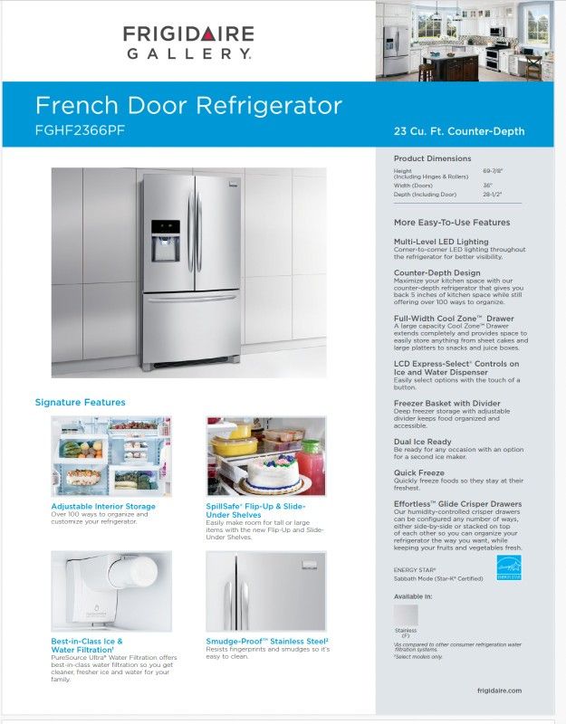 Frigidaire 23 Cu Ft - $499