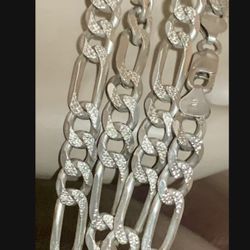 20"  8.20mm Italian Diamond Cut Sterling Silver 925 FIGARO CHAIN NECKLACE