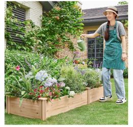 Raised Garden Bed Wooden Planter Box for Vegetables/Flowers, Wood Fir wood raised bed offers easy assembly, and a practical space for growing vegetabl