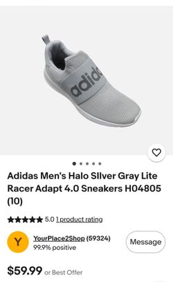Adidas Men's Halo SIlver Gray Lite Racer Adapt 4.0 Sneakers