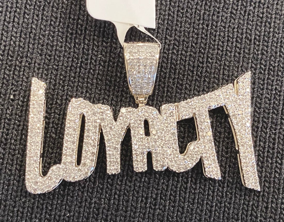 10K SOLID YELLOW GOLD 1.25 CARAT REAL DIAMOND 1.50 INCHES LOYALTY PENDANT