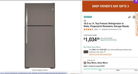 GE 19.2 CU FT REFRIGERATOR