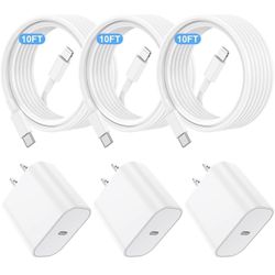 i Phone Charger Fast Charging 10 FT, 3-Pack 20W PD USB C Charger Block with i Phone 14 13 Charger Cable 10 Foot, Compatible with iPhone 14 Pro 13Pro M