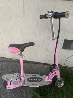 Pink Electric Scooter With Seat 12 Miles Per Hour And adjustable
